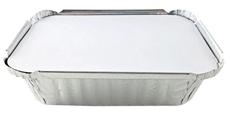 1 1/2 lb. Oblong (Deep) Take-Out Foil Pan w/Board Lid 50/PK