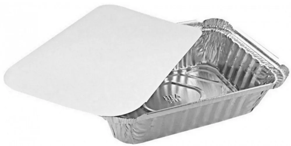 1 1/2 lb. Oblong (Deep) Take-Out Foil Pan w/Board Lid 50/PK