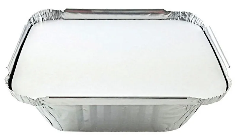 1 lb. Oblong Take-Out Foil Pan w/Board Lid Combo 1000/CS