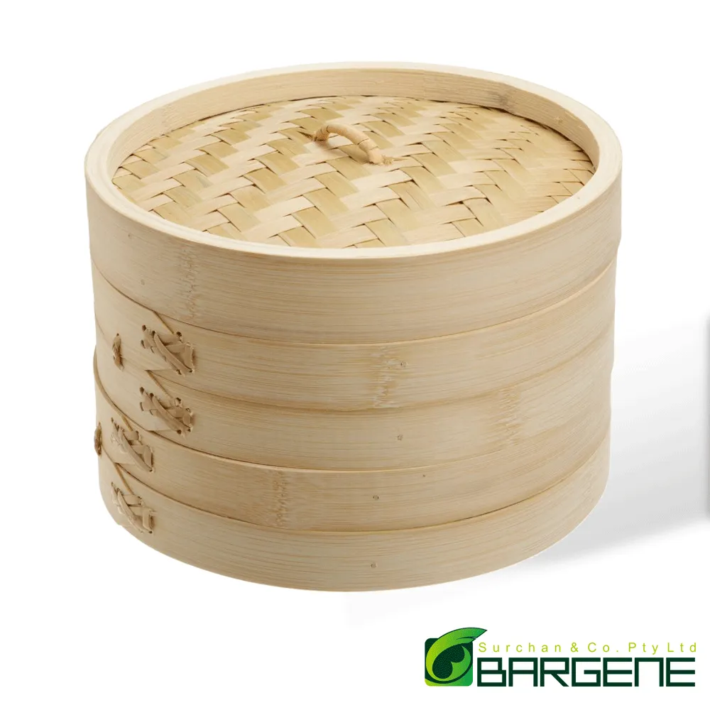 12 Inch Brand New Bamboo Steamer Set-2 Steamer Baskets With 1 Lid