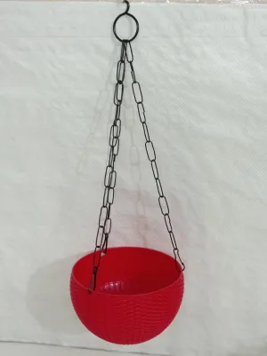 16 cm Red Rattan Hanging Planter (Small)