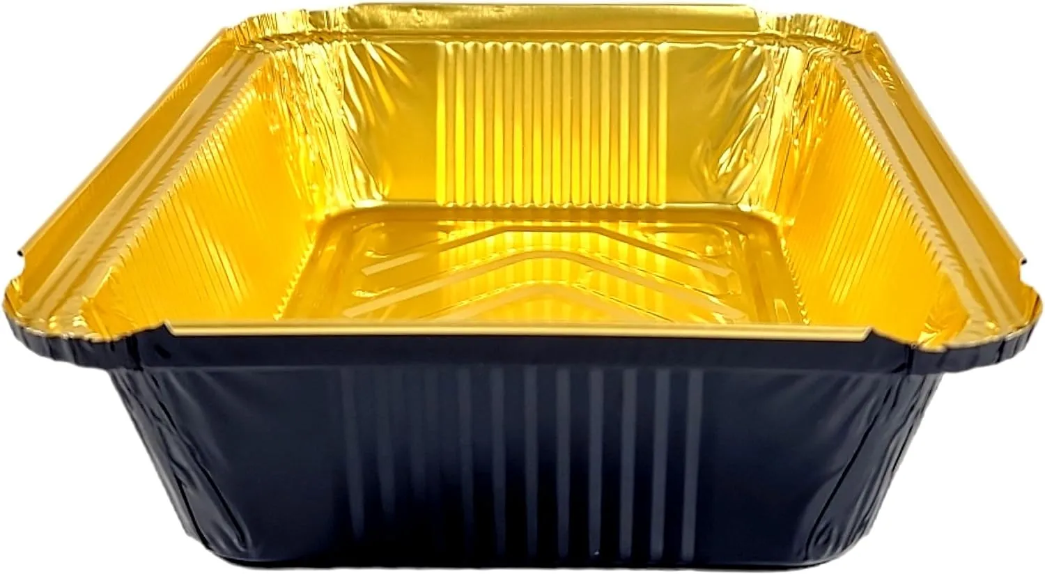 2 1/4 lb. Oblong Black & Gold Aluminum Foil Pans Take Out Heavy Duty Containers W/Board Lids 500/CS