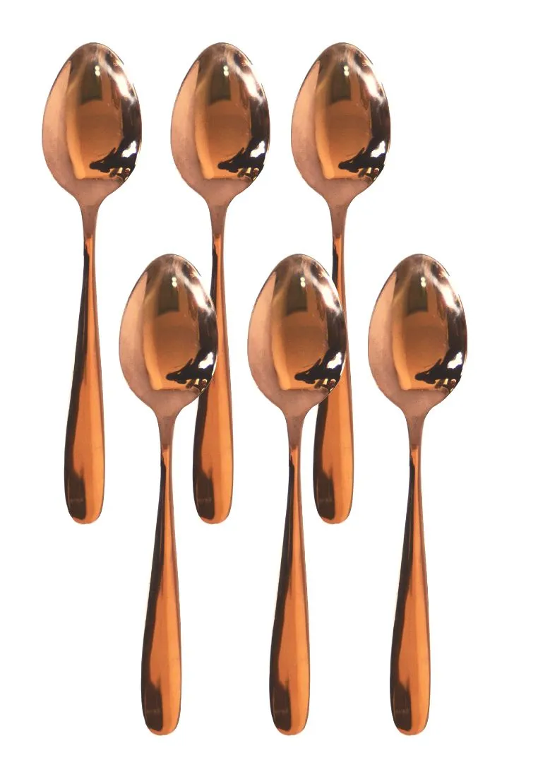 6piece Table Spoon with Plastic Packaging - Rose Gold