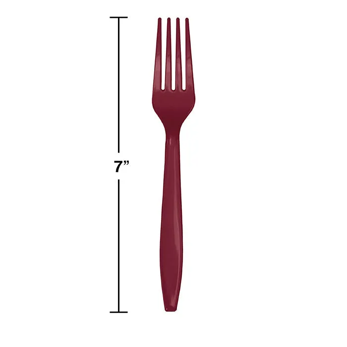 Bulk Burgundy Plastic Forks (288 per Case)