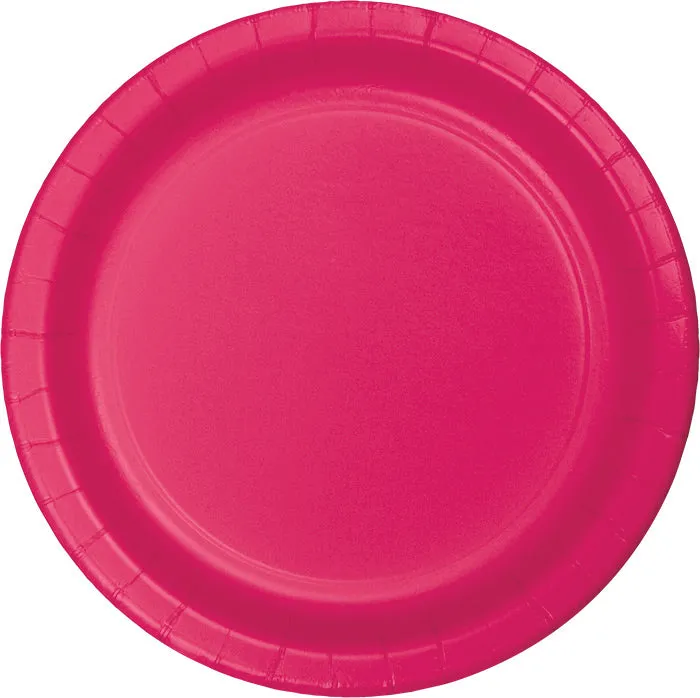 Bulk Hot Magenta Paper 6.75 inch Dessert Plates (240 per Case)