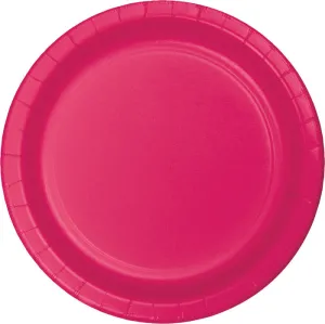 Bulk Hot Magenta Paper 6.75 inch Dessert Plates (240 per Case)