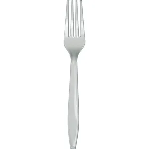 Bulk Pack of 100 Shimmering Silver Plastic Forks