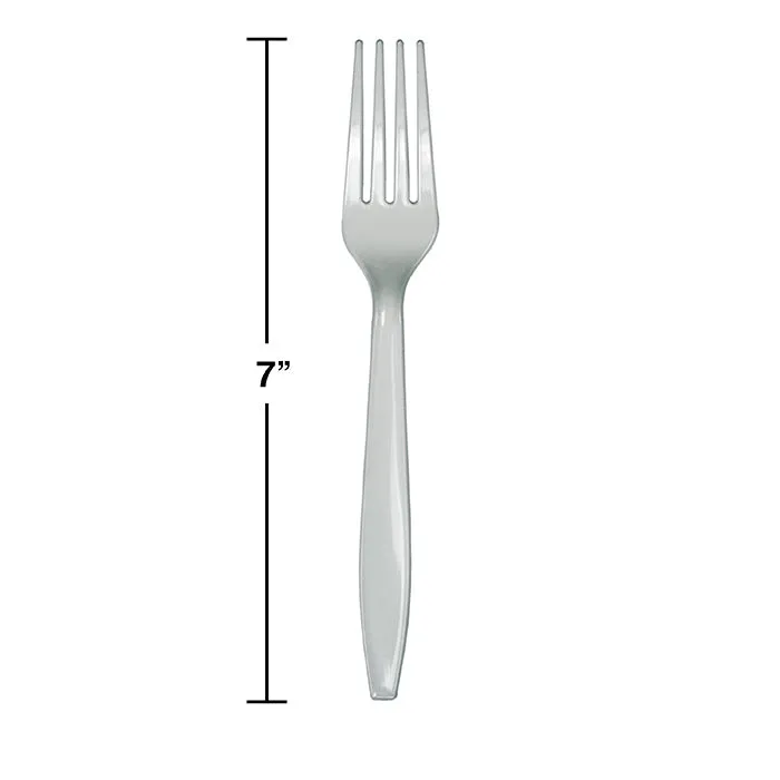 Bulk Pack of 100 Shimmering Silver Plastic Forks