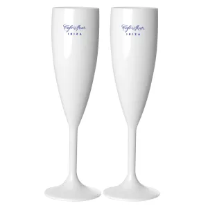 Café del Mar Ibiza Blue Logo Champagne Flutes