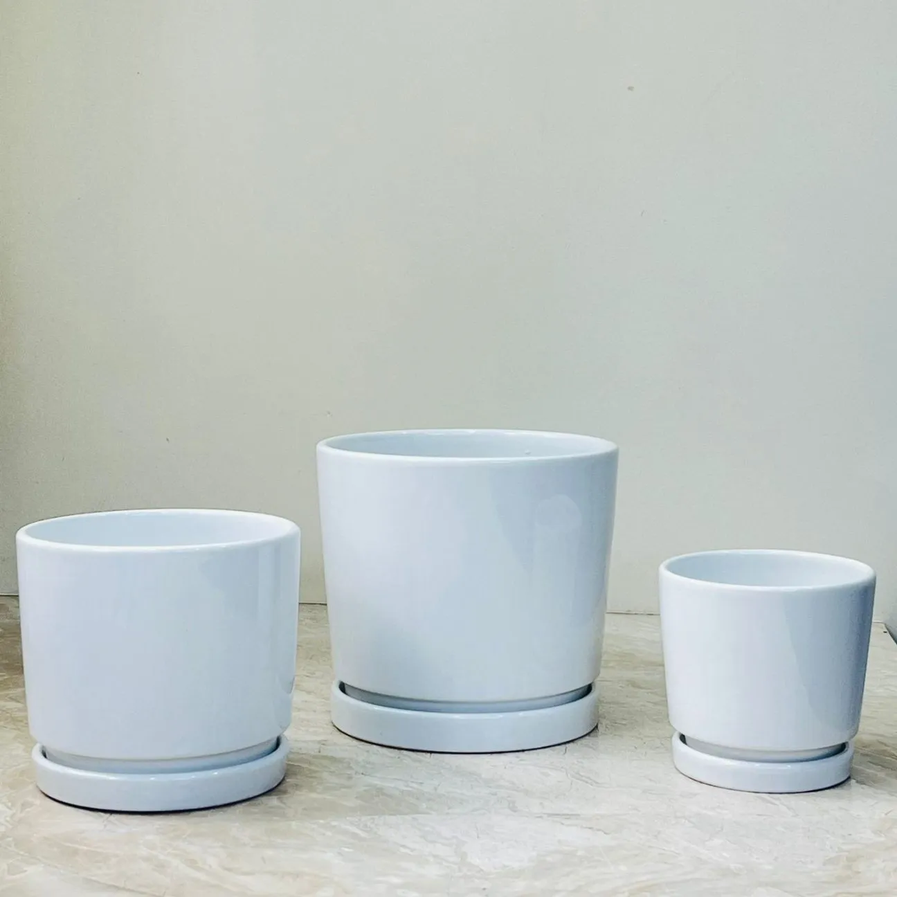 Classic White Ceramic Planter Set Of 3