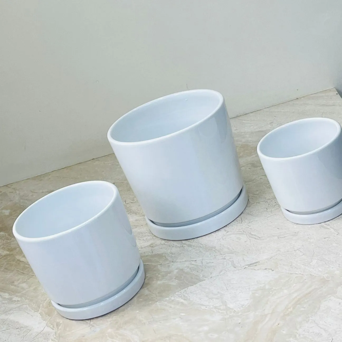 Classic White Ceramic Planter Set Of 3