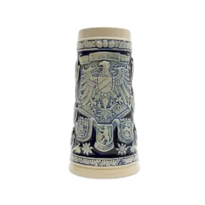 Cobalt Blue Germany Coats of Arms Engraved Beer Stein