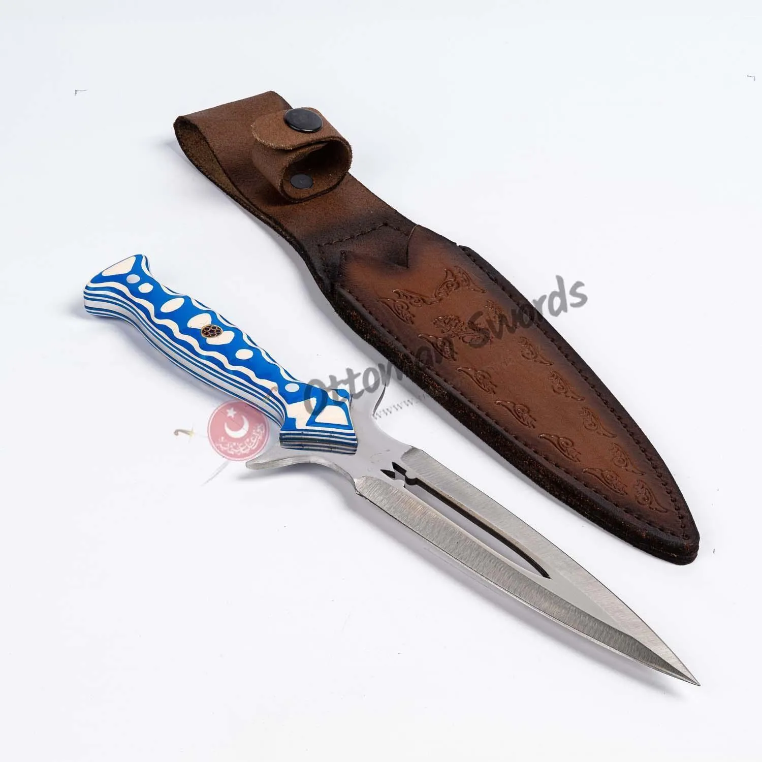 Double Edged Custom Dagger Handcrafted Leather Sheath