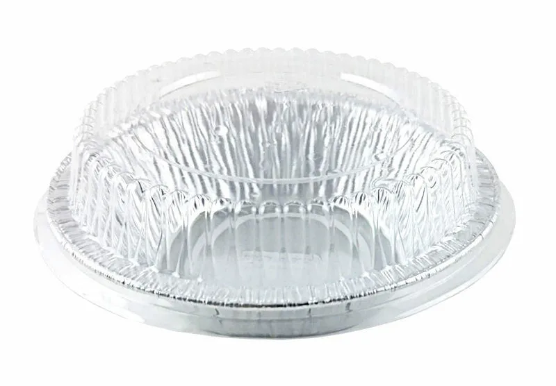 Durable 4 7/8" Foil Tart Pan 1 1/4" Deep w/Clear Dome Lid 125/PK