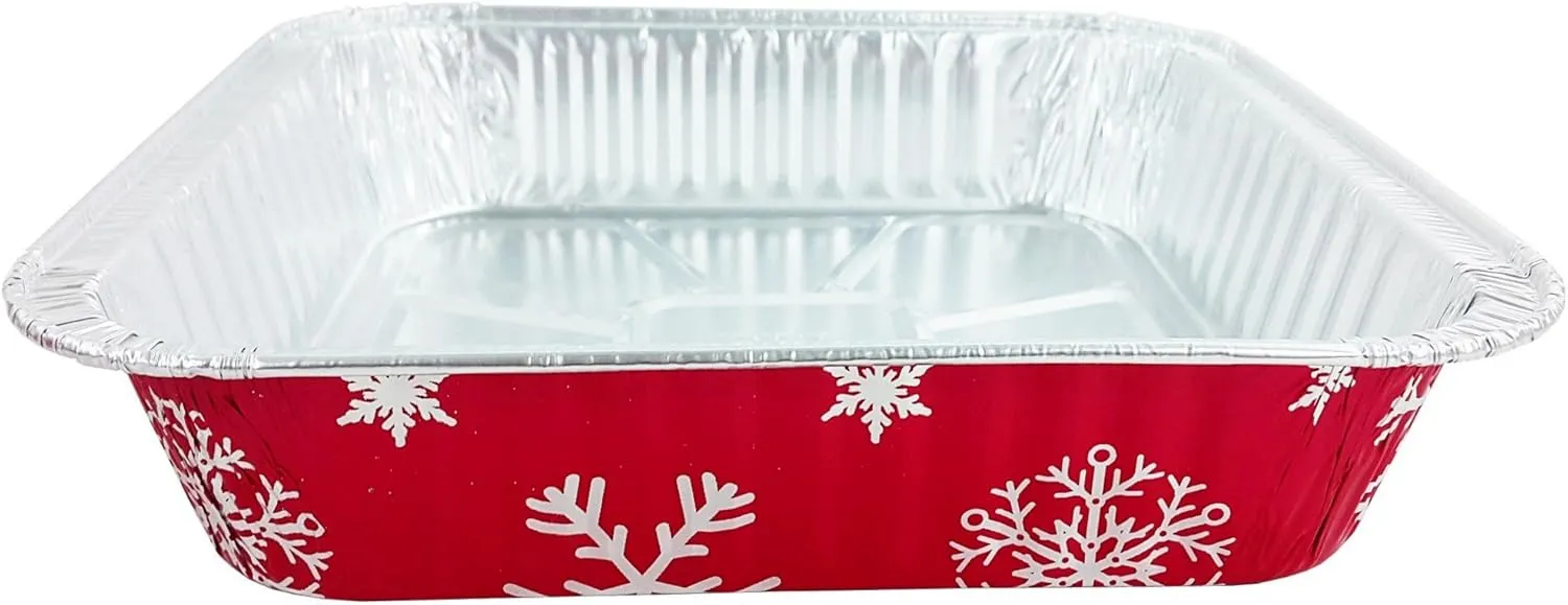 Durable Square Holiday Foil Cake Pan With Dome Lid 50/CS