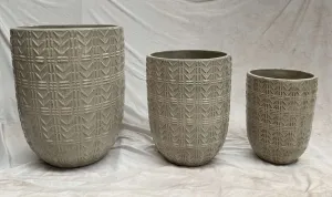 Elegant Set of 3 Cream Glazed Ceramic Planters