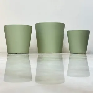 Green Minimalist Ceramic Pot Set Of 3