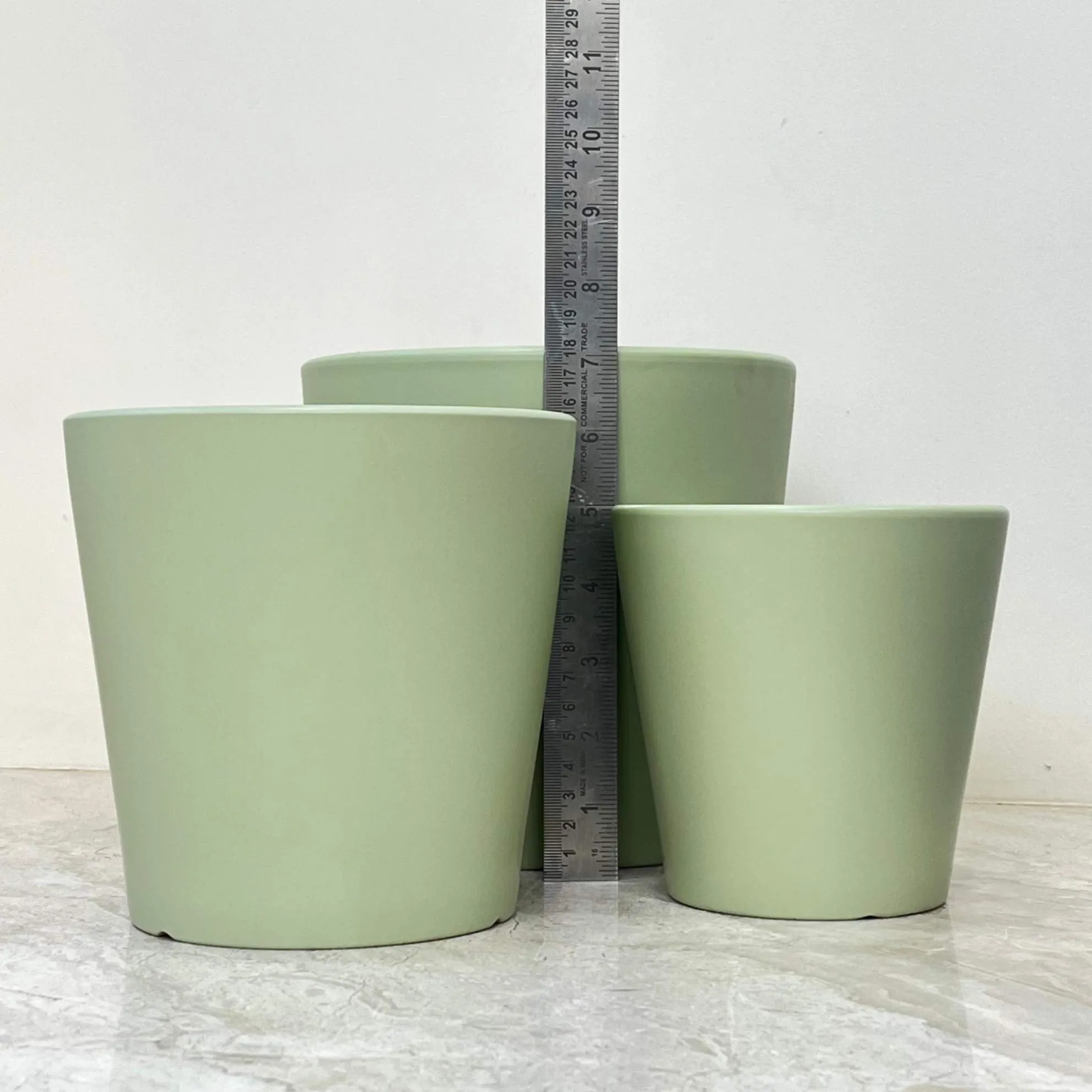 Green Minimalist Ceramic Pot Set Of 3