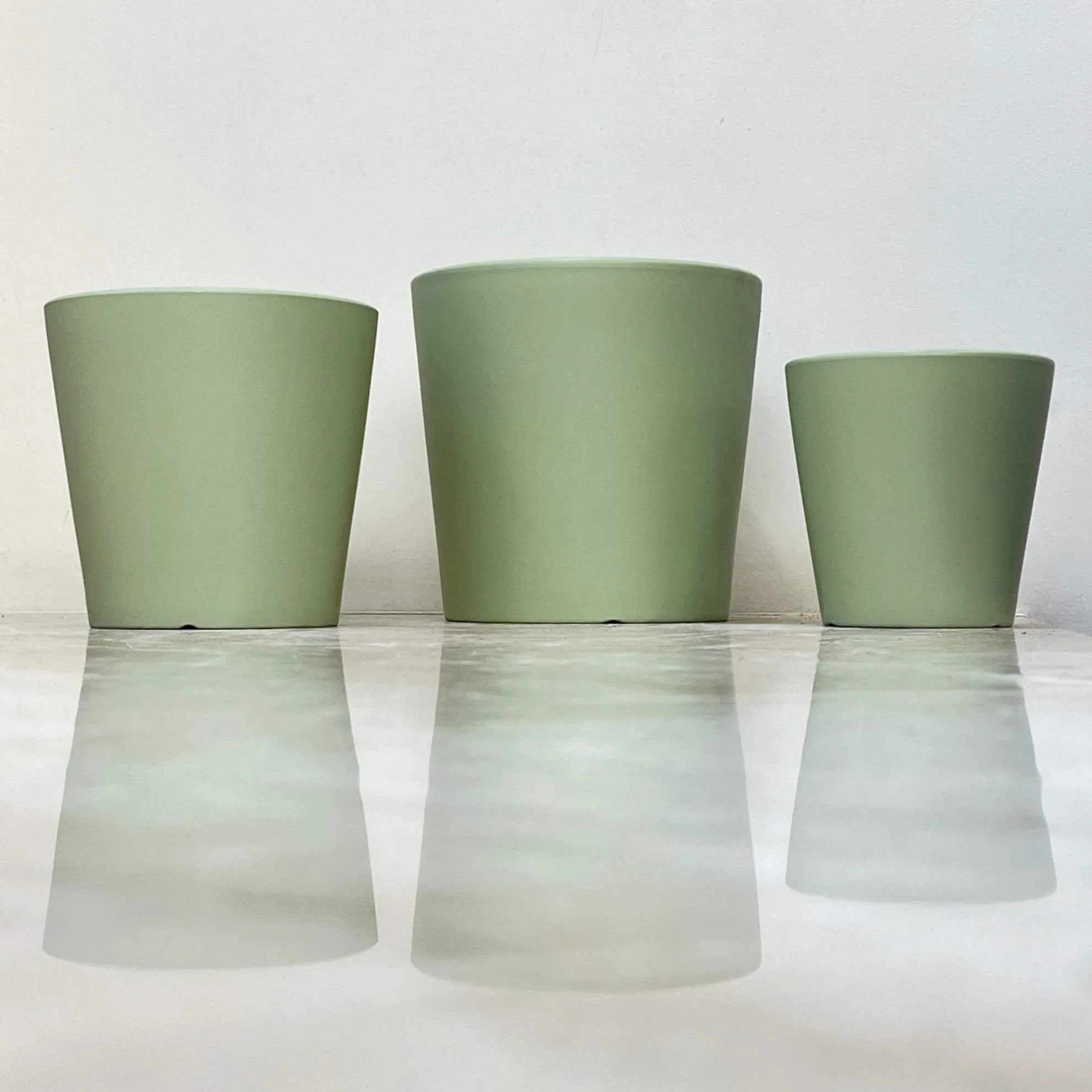 Green Minimalist Ceramic Pot Set Of 3