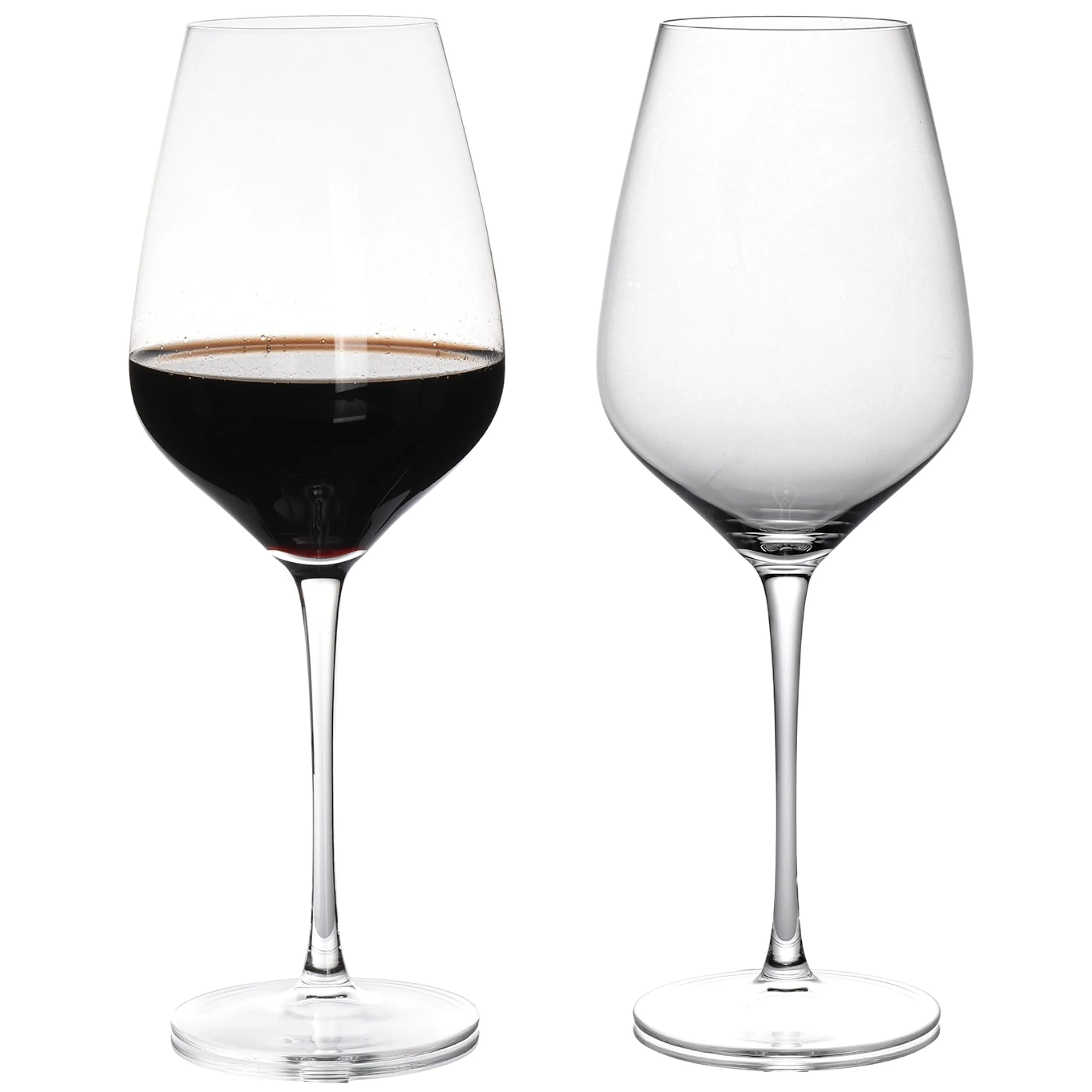 Hand Blown Cabernet Sauvignon Wine & Champagne Glasses Set Of 2 - Crystal Red