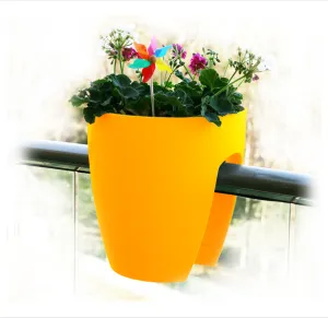 High Quality Plastic Balcony Railing Planter (Yellow)