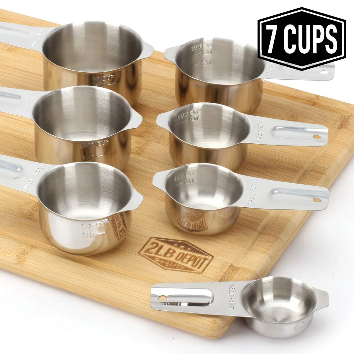 Measuring Cups, Premium 18/8 Stainless Steel Metal, Stackable & Nesting, Accurate