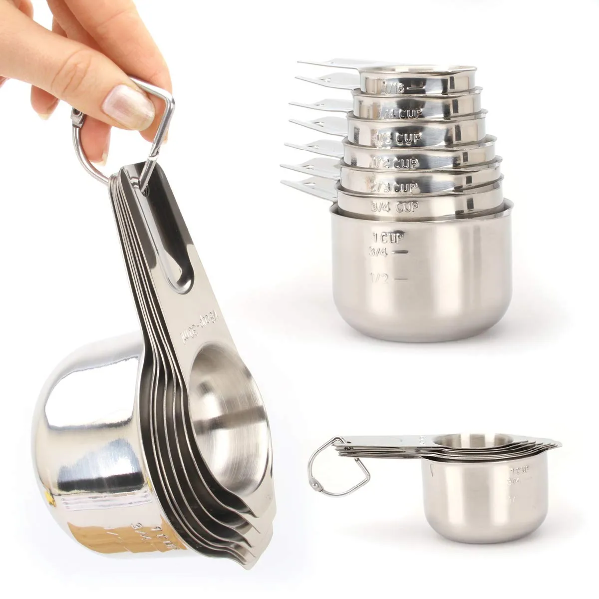 Measuring Cups, Premium 18/8 Stainless Steel Metal, Stackable & Nesting, Accurate