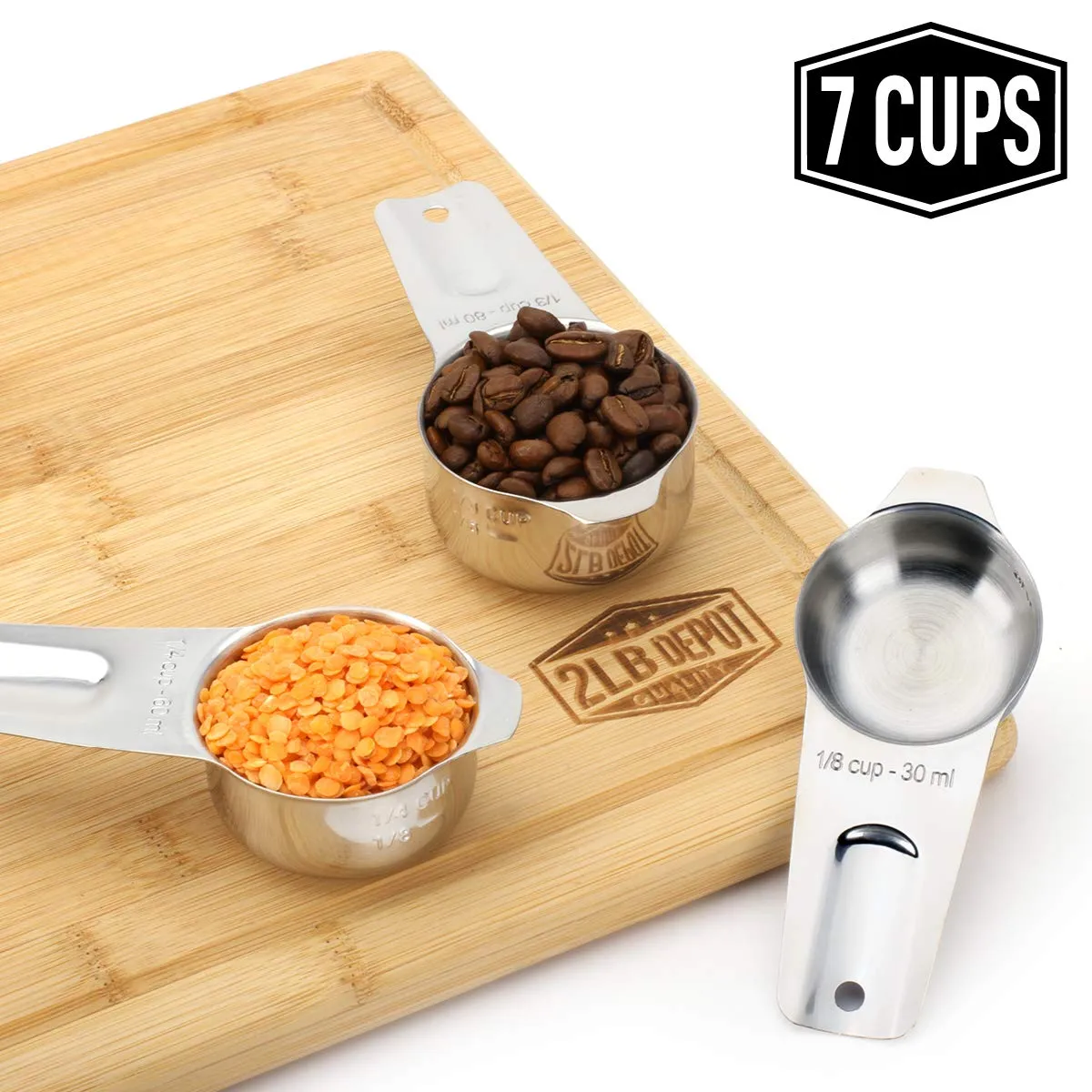 Measuring Cups, Premium 18/8 Stainless Steel Metal, Stackable & Nesting, Accurate