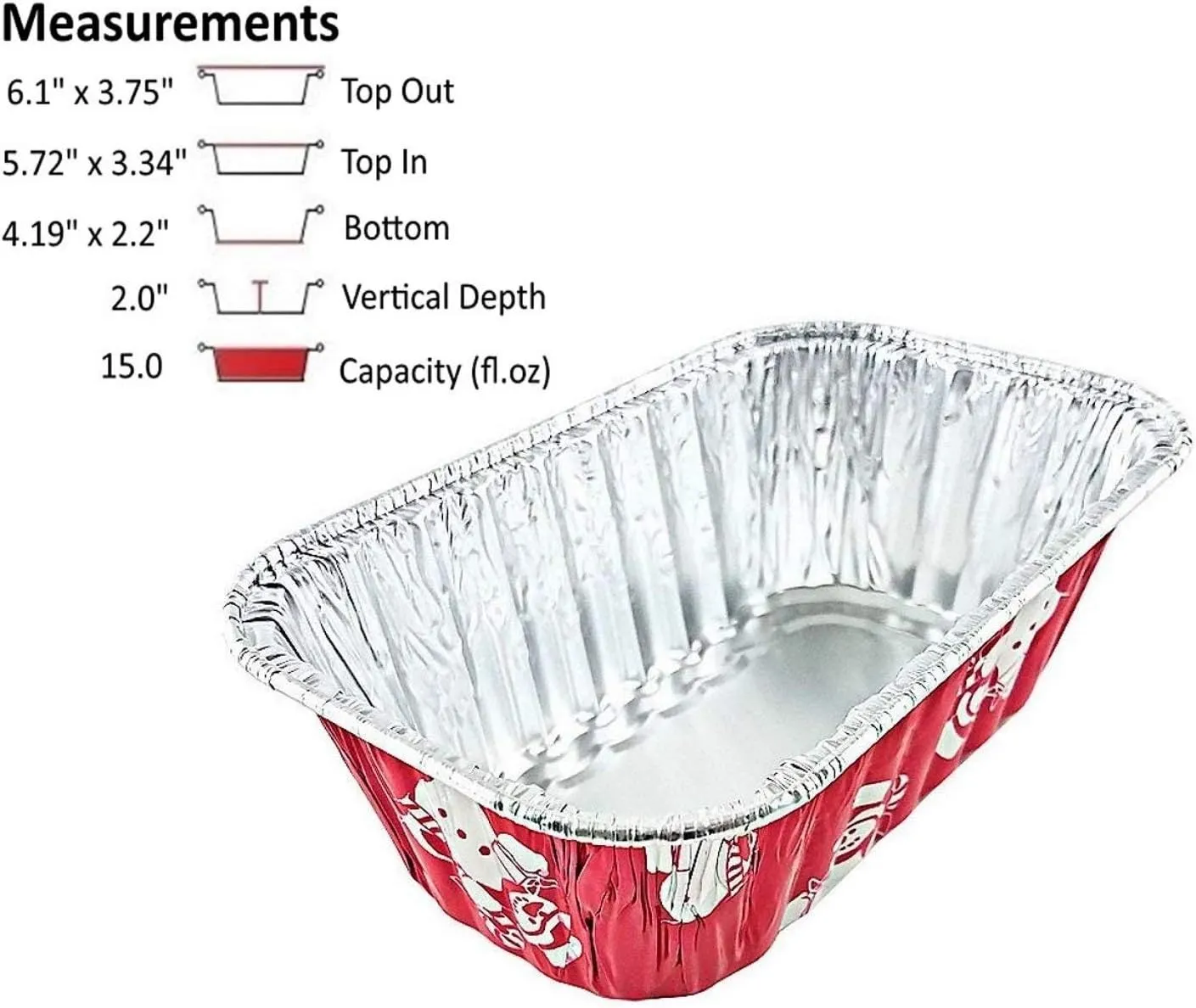 Pactogo 1 lb. Red Aluminum Foil Holiday Mini-Loaf Snowflake Pan w/Clear Low Dome Lid 12/PK