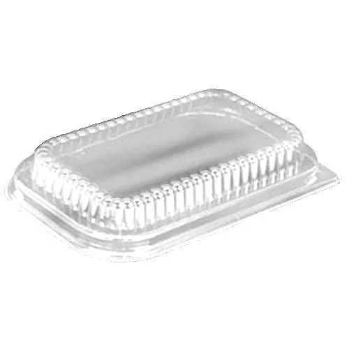 Pactogo 1 lb. Red Aluminum Foil Holiday Mini-Loaf Snowflake Pan w/Clear Low Dome Lid 12/PK