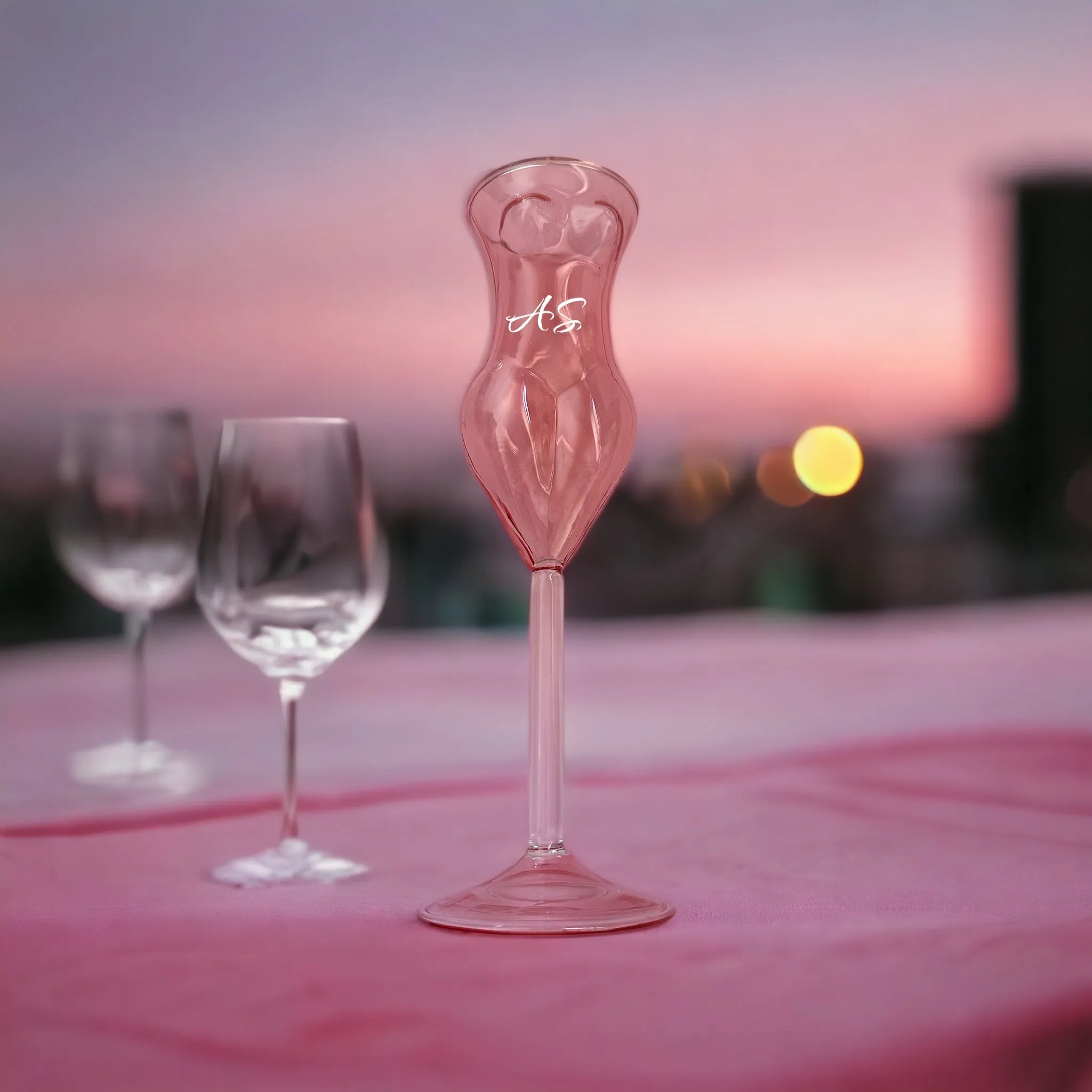 Pink Female Body Champagne Glass