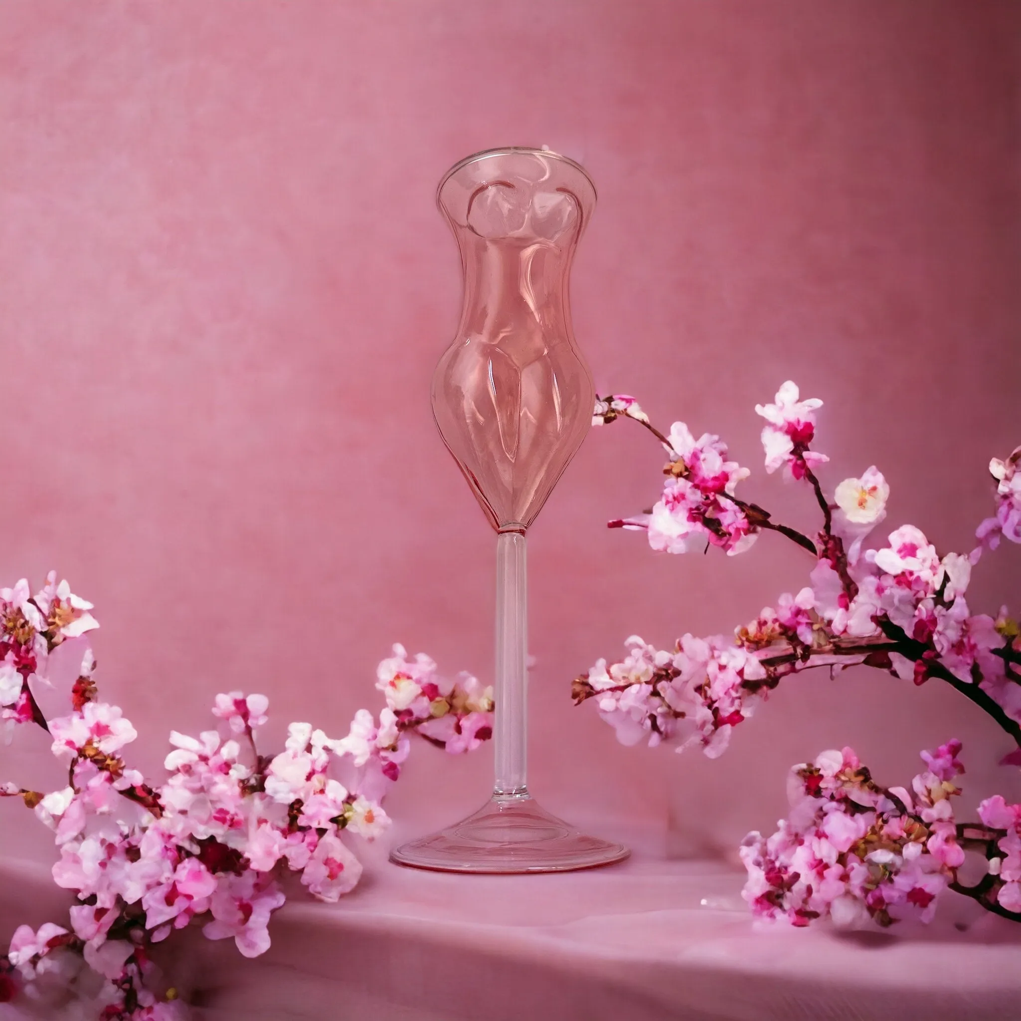 Pink Female Body Champagne Glass