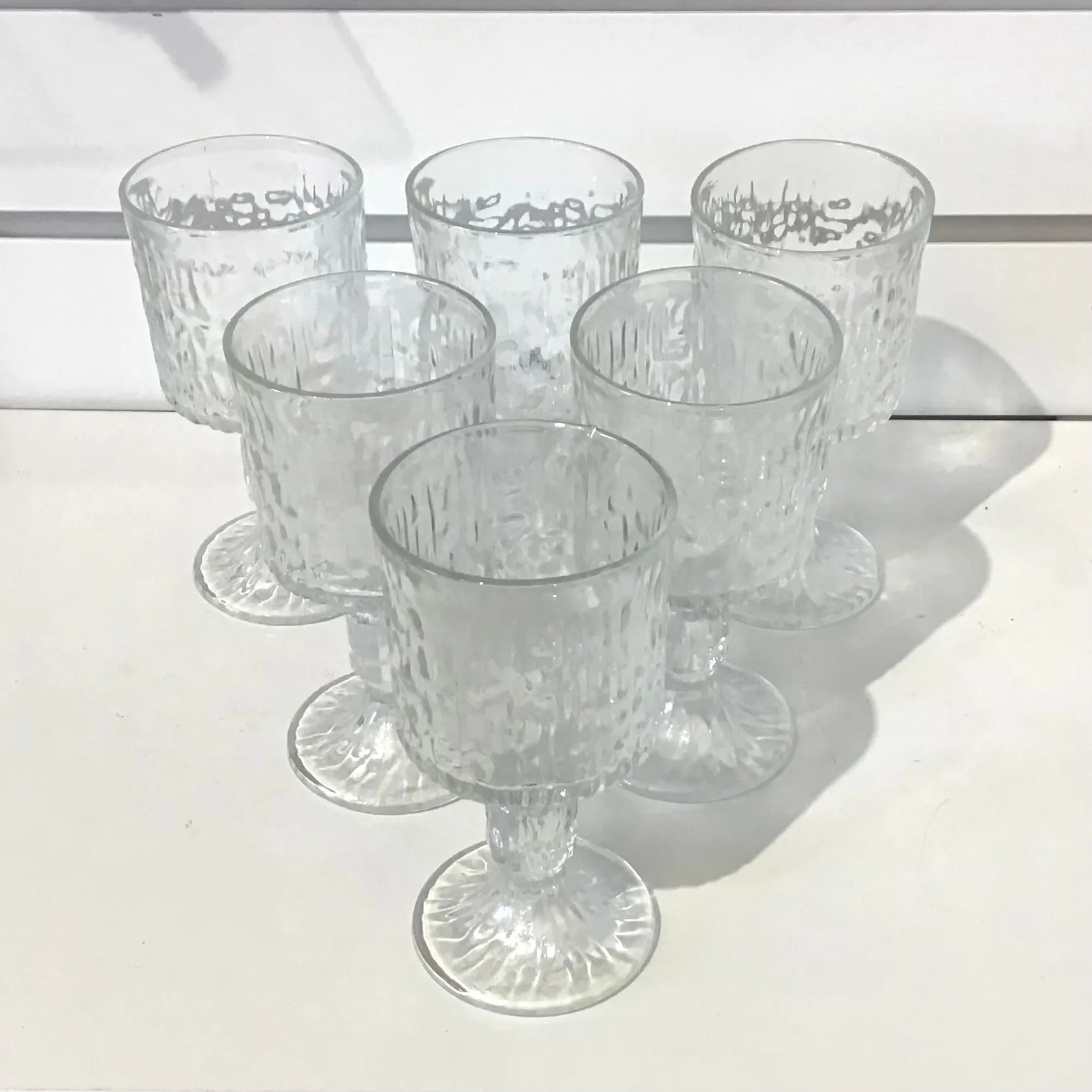 Set of 6 1970s Ravenhead Siesta Wine Glasses